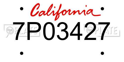 7P03427 California License Plate