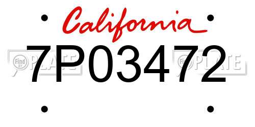 7P03472 California License Plate