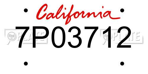 7P03712 California License Plate