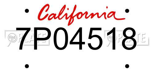 7P04518 California License Plate