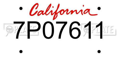 7P07611 California License Plate