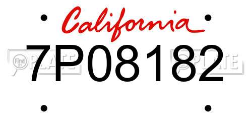 7P08182 California License Plate