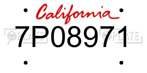 7P08971 California License Plate
