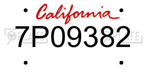 7P09382 California License Plate