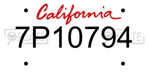 7P10794 California License Plate