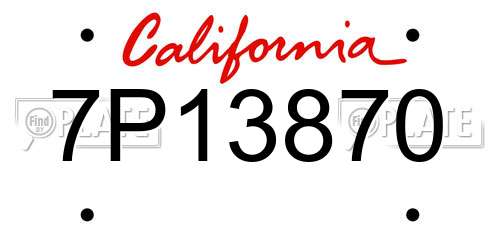 7P13870 California License Plate