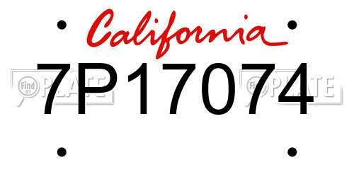 7P17074 California License Plate