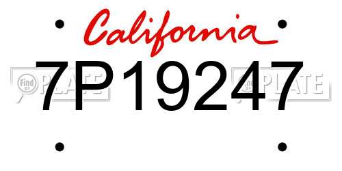 7P19247 California License Plate