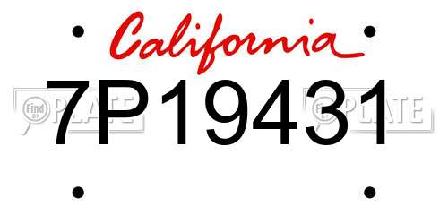 7P19431 California License Plate