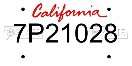 7P21028 California License Plate