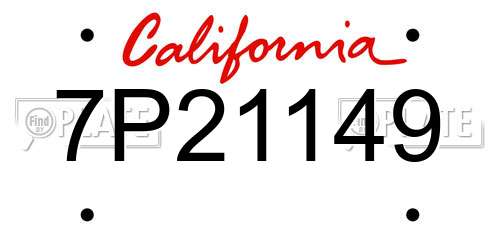 7P21149 California License Plate