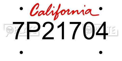 7P21704 California License Plate