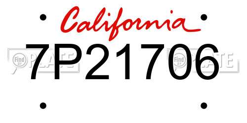 7P21706 California License Plate