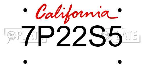 7P22S5 California License Plate