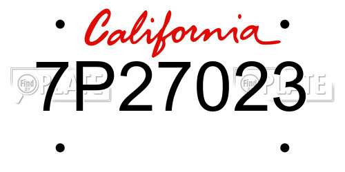 7P27023 California License Plate
