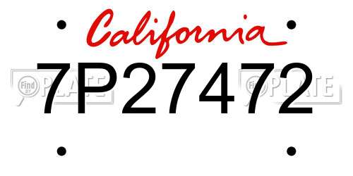 7P27472 California License Plate