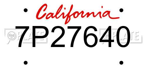 7P27640 California License Plate