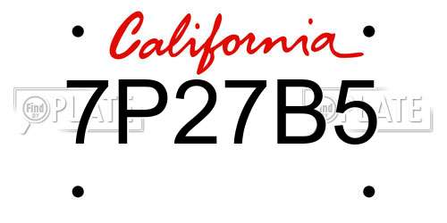 7P27B5 California License Plate