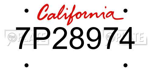 7P28974 California License Plate