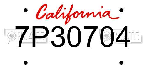 7P30704 California License Plate