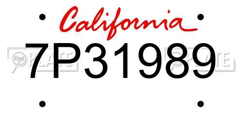 7P31989 California License Plate