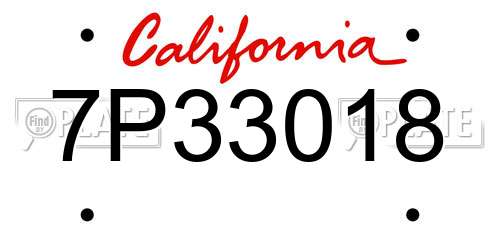 7P33018 California License Plate