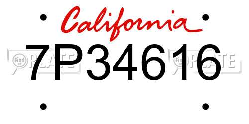 7P34616 California License Plate