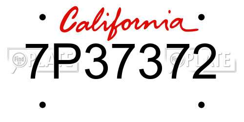 7P37372 California License Plate
