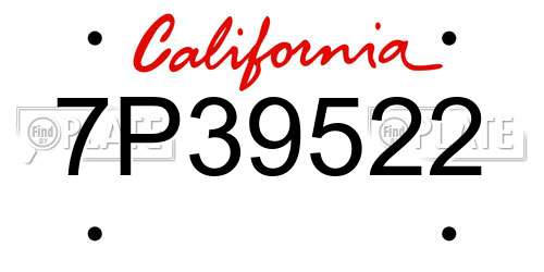 7P39522 California License Plate