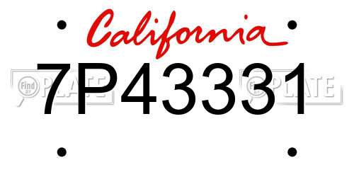 7P43331 California License Plate