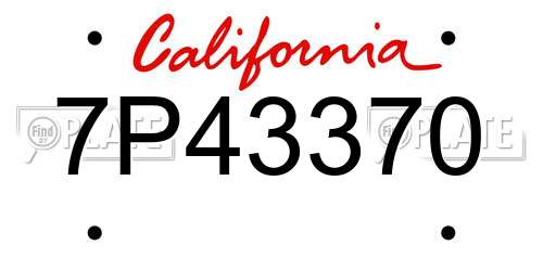 7P43370 California License Plate