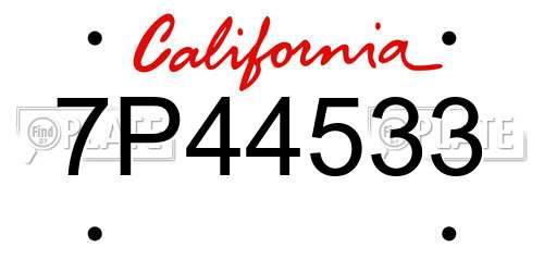 7P44533 California License Plate