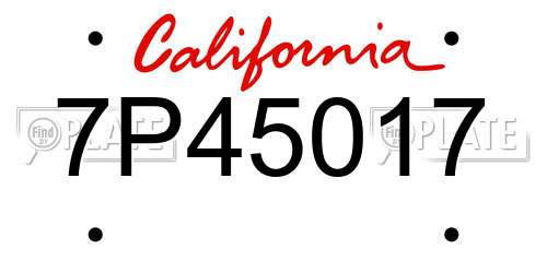 7P45017 California License Plate