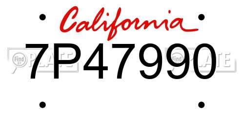 7P47990 California License Plate