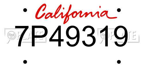7P49319 California License Plate