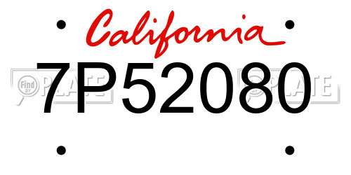 7P52080 California License Plate