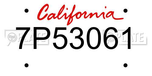 7P53061 California License Plate