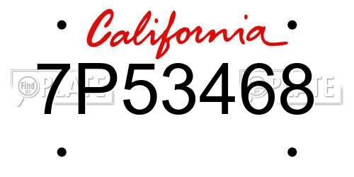 7P53468 California License Plate