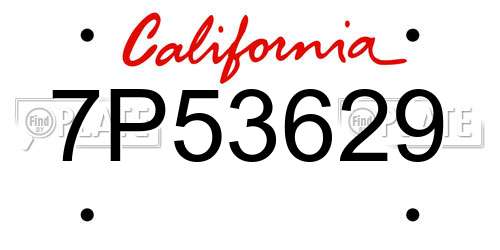 7P53629 California License Plate