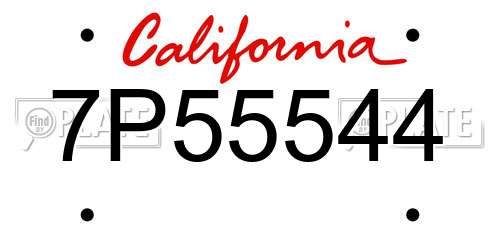 7P55544 California License Plate