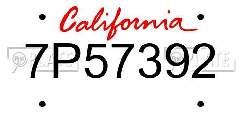 7P57392 California License Plate