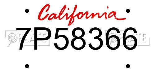 7P58366 California License Plate