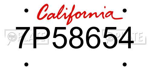 7P58654 California License Plate
