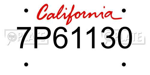 7P61130 California License Plate