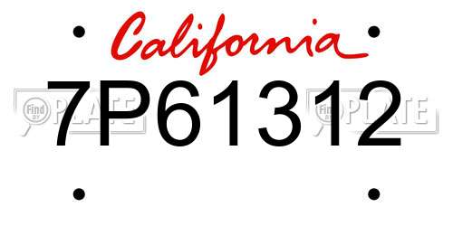 7P61312 California License Plate