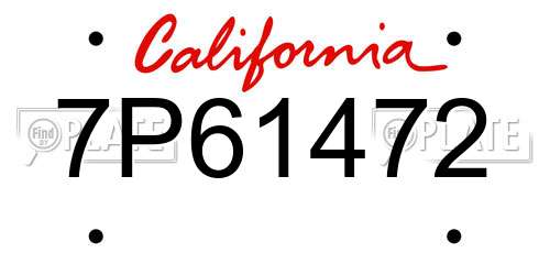 7P61472 California License Plate