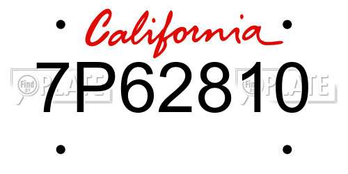 7P62810 California License Plate