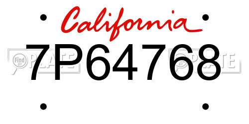 7P64768 California License Plate