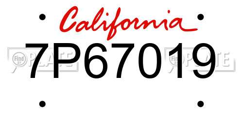 7P67019 California License Plate