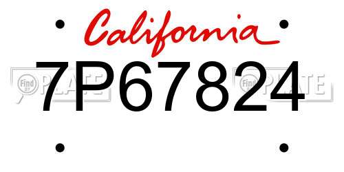 7P67824 California License Plate